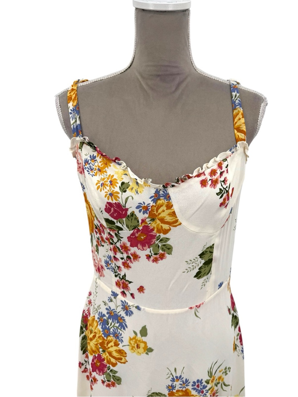 Reformation Juliette Midi Dress Formosa Floral Size 10 Sweetheart Tie Strap - Picture 11 of 15